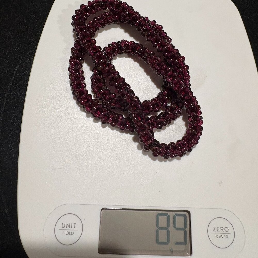 Vintage Garnet Braided Rope Necklace 26 Inches - Picture 6 of 6